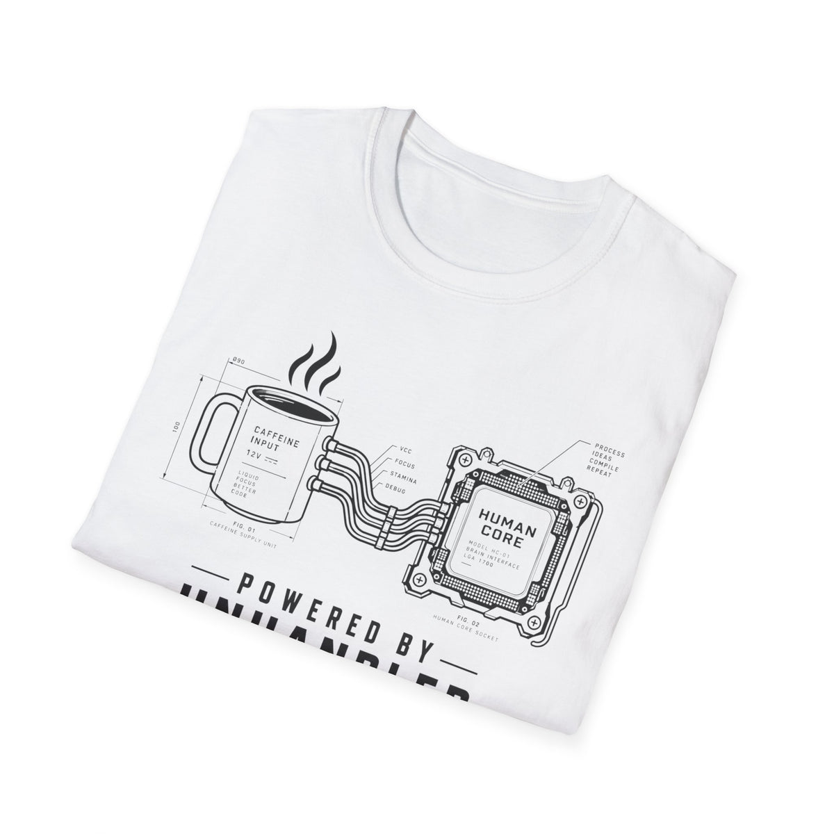 Powered by Unhandled exceptions T-Shirt
